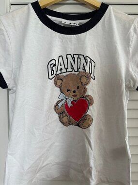 Ganni Basic Bear Graphic Ringer T-Shirt
